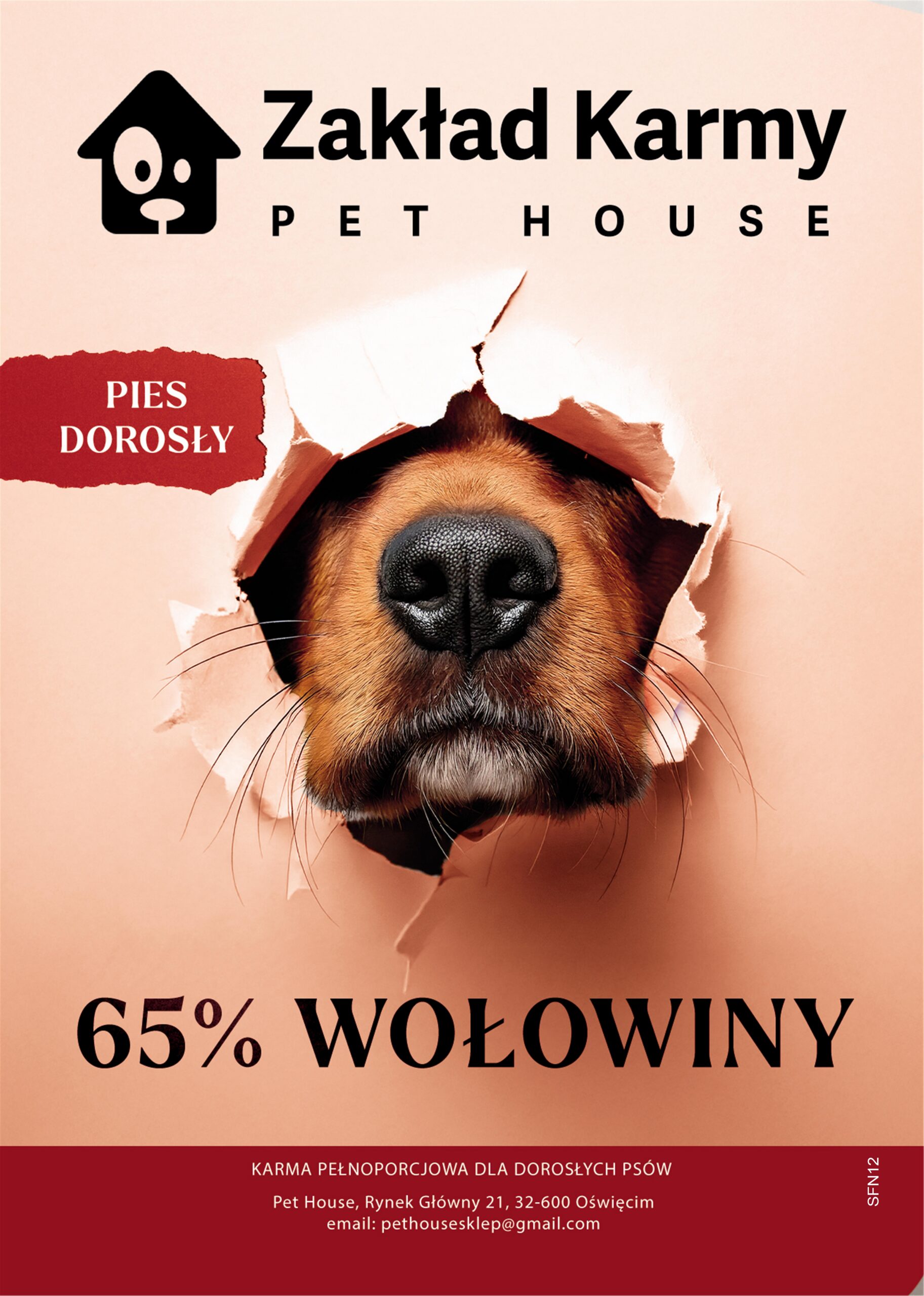 65% Wołowiny dorosły pies