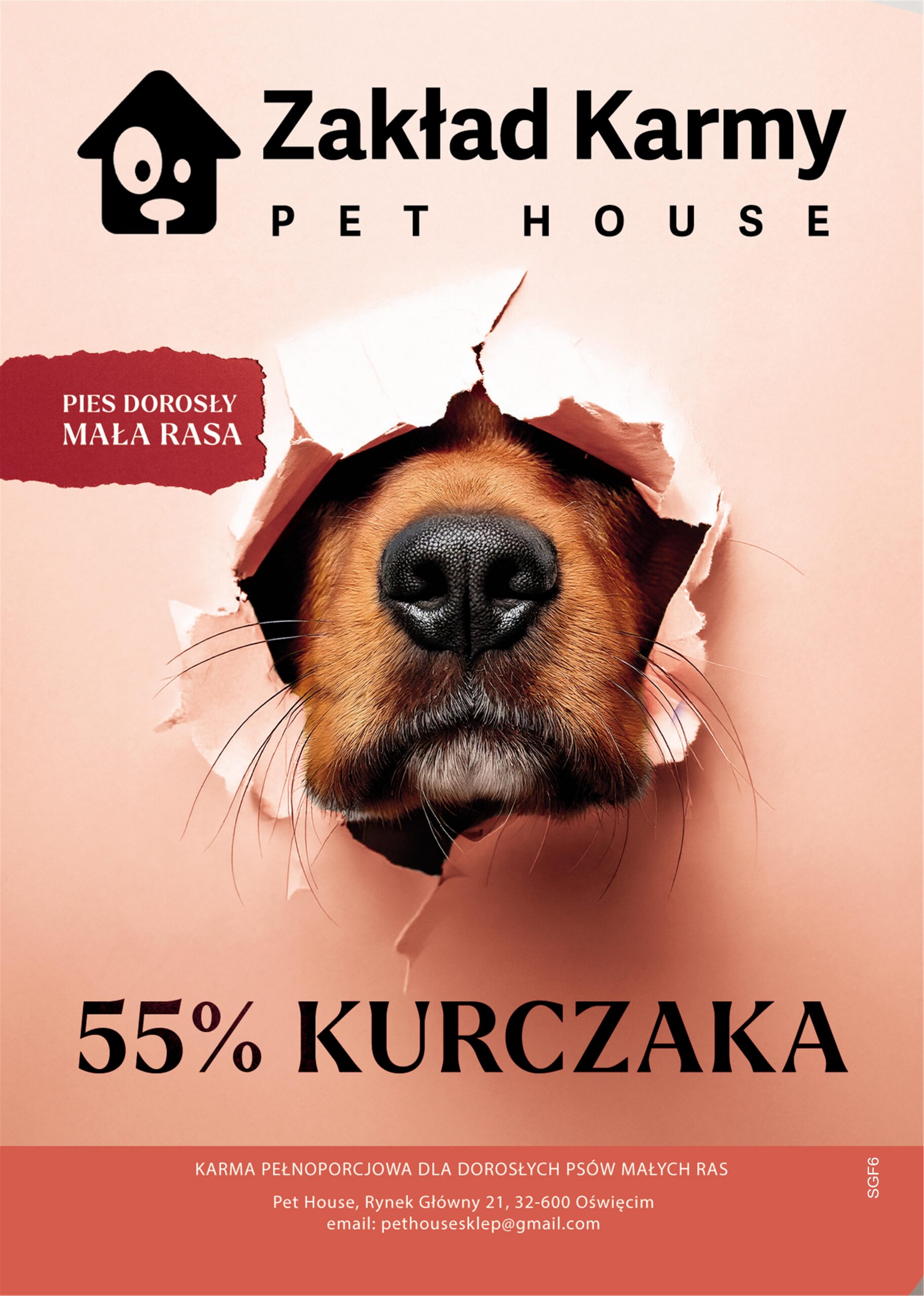 55% Kurczaka dorosły pies mała rasa